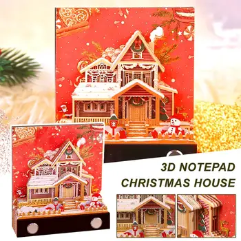 3D Notepad Christmas House Omoshiroi Block Memo Pad Calendar Paper Memo D 3D 2024 Sticky Gifts Notes Art Pad Christmas Stic A9O6