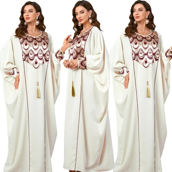 Afrikos musulmonų suknelė moterims Kutas Abayas Šikšnosparnio rankovė Abaya Laisvas oversized Caftan Islam Vestidos Maroko Kaftan Elbise 2024