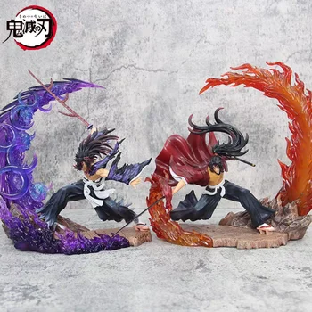 Demono žudiko veiksmo figūrėlė Anime Tsugikuni Yoriichi Kokushibou figūrėlės žaislai 23cm Gk statula PVC modelis su šviesos ornamentais Dovana
