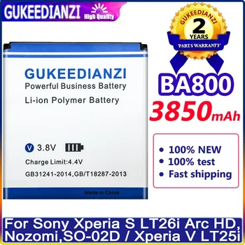 GUKEEDIANZI baterija 3850mAh BA800 skirta Sony Xperia S LT26i Arc HD,Nozomi,SO-02D / Xperia V LT25i akumuliatoriams