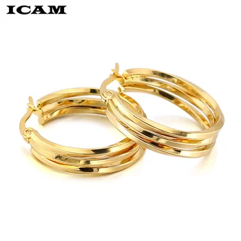 ICAM Brand Metal Elegant Hoop Earring Woman 2019 Nauja vintažinė aukso spalva Pigi korėjiečių kalba Pareiškimas Auskarai Priedai Brincos