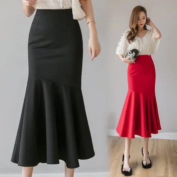 Naujas europietiško ir amerikietiško stiliaus fishtail sijonas sijonas 2023 m. pavasarį ir vasarą Moterų aukšto juosmens vidutinio ilgio klubų apvyniotas sijonas
