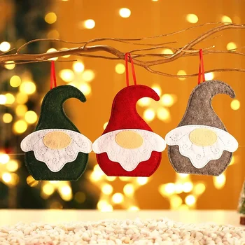 Naujos kalėdinės dekoracijos Beveidis Kalėdų senelio medžiaginis pakabukas Langų dekoravimas Eglutės pakabukas
