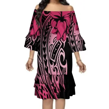 Polinezijos individuali moteriška suknelė raukta daugiasluoksnis sijonas Mada Trumpa vasarinė suknelė trumpomis rankovėmis Vakarėlis Aukštos kokybės suknelė