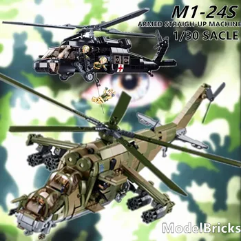 Sluban WW2 Karinis Rusijos oro ginklas Mi-24S atakos sraigtasparniai Hind modelis statybiniai blokai Naikintuvo kaladėlės Lėktuvo žaislai Kalėdos