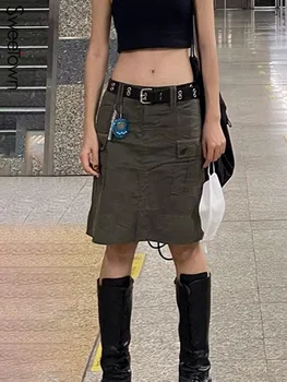 Sweetown Korėjiečių mada žemu juosmeniu iki kelių aline sijonas gatvės mergina kišeninis krovininis stilius Y2K trumpi sijonai Preppy atostogų apranga
