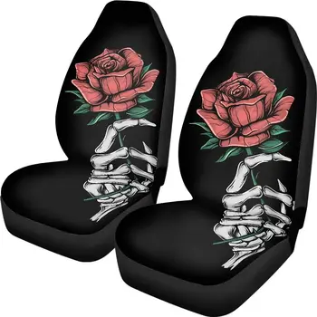 Sėdynių užvalkalai automobiliams, skirtiems senoviniam skeletui laikyti Rožių rankos piešimas Raudona gėlė Priekiniai dangteliai Apsauga Universalus automobilis