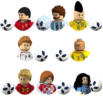 The Football Famous Player Star Number 7 10 9 21 Model Building Blocks MOC Bricks Set Gifts Toys For Children