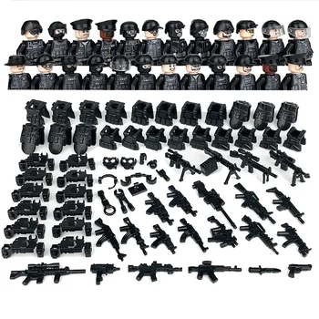 Vaikiški žaislai Karinis SWAT ginklų įrangos paketas Animacinių filmų figūrėlės Mažos dalelės Statybiniai blokai Tinka vaikų gimtadienio dovanoms