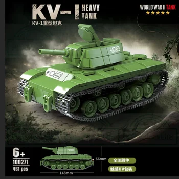 WW2 Karinė serija Mini Kv-1 sunkiųjų tankų modeliai Statybiniai blokai Kaladėlės Kalėdiniai žaislai Dovanos