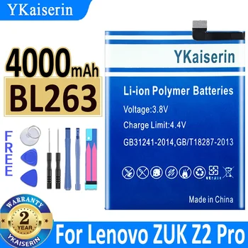 YKaiserin 4000mAh BL263 BL 263 Baterija Lenovo ZUK Z2 Pro Z2Pro Z2121 Mobiliojo telefono pakaitinės baterijos + nemokami įrankiai