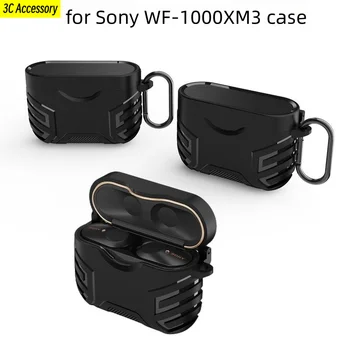 Šarvų dėklai, skirti Sony WF-1000XM3 smūgiams atsparus dėklas PatvarusDrop proof viso kūno apsaugos dėklas vyrams WF-1000XM3 dėklas su raktų pakabuku