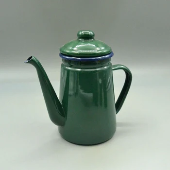 1.1L Emalio kavos puodelis Armijos žaliasis arbatinukas Karštas puodas Restoranas Virdulys namams Emalio puodo puodelis