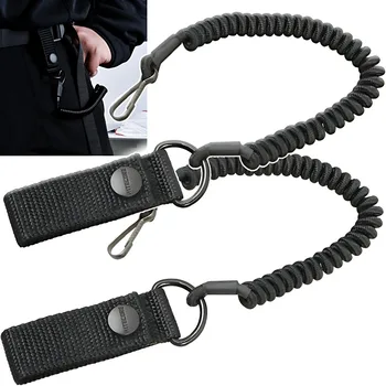 1/2vnt Taktinis anti-lost Elastic Lanyard Rope Military Spring Safety Strap Gun Rope Key Ring Chain Flashlight Hunting Tool