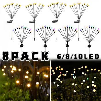 1-8Pack Saulės LED lemputė Lauko sodo dekoravimas Kraštovaizdžio žibintai Saulės Firefly vejos lempa Kaimo namas Terasa Balkono dekoras
