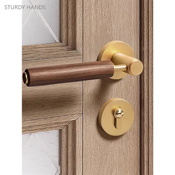 1 komplektas cinko lydinio tyli durų spyna miegamojo medžio masyvo durų rankena padalinta spyna su raktu, tinkančiu durų storiui 40-60mm