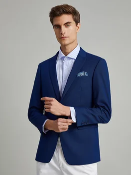 1 Mygtukas Vyriški kostiumai Blazer Deep Blue Slim Fit Spring Thin Fashion Wedding Groom Wear Boy Father Businessman Daily Clothing 6XL 58