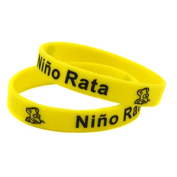 1 PC Nino Rata silikoninė apyrankė Įspaustas mielas pelės logotipas Geltona