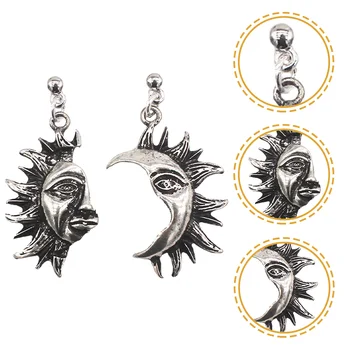 1 Pora Saulės mėnulio auskarai Gotikiniai asimetriški auskarai Dangle Drop auskarai moterims