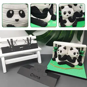 1 vnt Panda 3D Art Notepad Popierinė kortelė Amatų gyvūnų atmintinės Užrašai Lipnios biuro kanceliarinės prekės Katė Panda Notepad Mokyklos reikmenys I5T3
