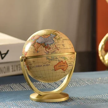 10/14cm Retro Globe 360 Besisukantis Žemės pasaulio vandenyno žemėlapis Kamuolys Antikvarinis darbastalinis Geografija Mokymasis Švietimas Namų mokyklos dekoravimas