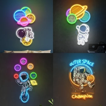 10 Stiliai Astronautas Neoninis ženklas Individualūs rankų darbo neoniniai ženklai Miegamasis Namų siena Naktinė lempa Svetainės dekoravimas LED neoninė šviesa