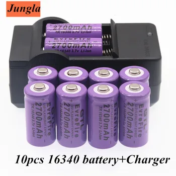 100% Nauja originali 16340 baterija CR123A 16340 baterija 2700mAh 3.7V Ličio jonų įkraunama baterija+16340Charger