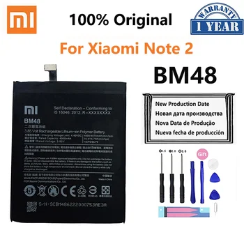 100% Orginal Xiao mi BM48 4000mAh baterija Xiaomi Note 2 Note2 XiaomiNote2 aukštos kokybės telefonų pakaitinės baterijos