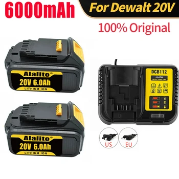 100% originalus DeWalt 18V 6000mAh įkraunamų elektrinių įrankių baterija su LED ličio jonų pakeitimu DCB205 DCB204-2 20V DCB206