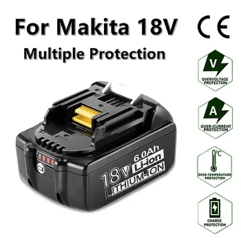 100% Originalūs Makita 18V 5000mAh įkraunami elektriniai įrankiai Makita baterija su LED ličio jonų keitimu LXT BL1860B BL1860 BL1850