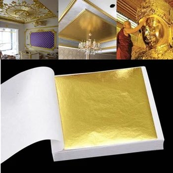 100 vnt Gryni 24K aukso folijos lapai Anti-senėjimo auksavimas maisto dekoracijoms Rankų darbo 