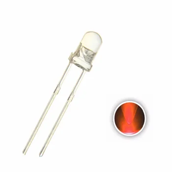 100PCS 3MM Oranžinė LED vandens skaidri objektyvas Apvali galvutė Itin ryškios skaidrios šviesos karoliukų lempa 3V 20mA DIP-2 2PINS