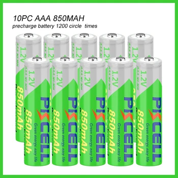 10PC PKCELL AAA baterija 1.2v 850mAh AAA įkraunama baterija NI-MH išankstinio įkrovimo baterijoms žibintuvėlio fotoaparato žaislų nuotolinio valdymo pultui