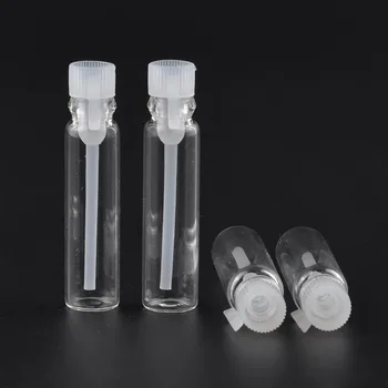 10PCS Mini stikliniai kvepalų buteliukai 3ml 2ml1ml mažo mėginio buteliukas su strypo dangteliu Laboratorinis skystų kvapiųjų medžiagų mėgintuvėlio bandomieji buteliai