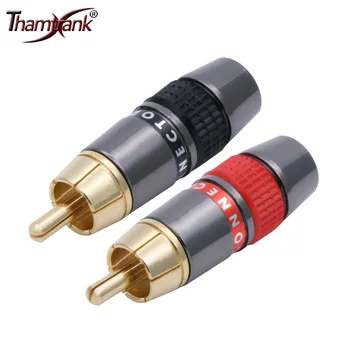 10vnt/lot RCA jungtis paauksuota vielos jungtis 8mm kabelis RCA vyriškas kištukas aukštos kokybės garsiakalbio kištuko adapteris 5 poros raudona + juoda
