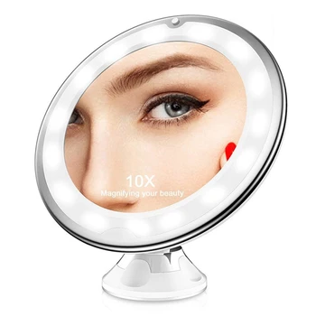 10X didinamasis veidrodis su šviesiu makiažo veidrodžiu su šviesomis Pritemdomas LED makiažo veidrodis vonios kambariui, viešbutis patvarus