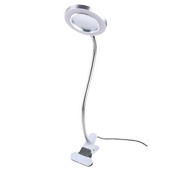 10X stiklinė lempa su šviesos didinamąja lempute su spaustuku reguliuojama lanksčia lempa su USB maitinimu