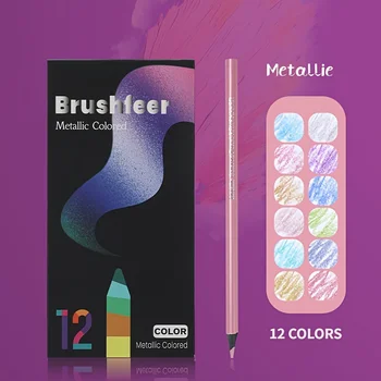 12 Spalvoti metaliniai spalvoti pieštukai Piešimo eskizų rinkinys Spalvinimo spalvoti pieštukai Brutfuner profesija Meno reikmenys menininkui