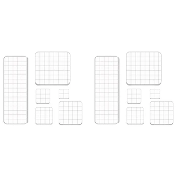 12 vienetų Antspaudų blokai Akrilo skaidrūs štampavimo blokai Įrankiai su tinklelio linijomis 