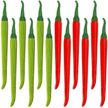 12Pcs Pen Pepper Chili animacinio filmo forma Augalinė naujovė Geliniai rašikliai Kanceliarinės prekės Biuro stalo dekoras Netikras modelis