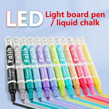 12Pcs/Set Colors Liquid Chalk Pen žymeklis stiklui LED rašymas Windows Elektroninė lenta Kreidos lenta Langas Kreida Meno žymeklis