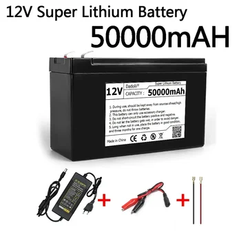 12V Baterija 50Ah 18650 ličio baterija, tinkama saulės energijai elektromobilio akumuliatoriaus galios ekranas + 12.6V3A įkroviklis
