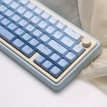 130 klavišas MDA aukšto profilio rūkas mėlyni mechaniniai klaviatūros klavišų dangteliai su dvigubu liejimu skaidrus raidžių gradientas mėlynas