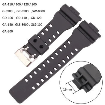 16mm Pu Black Watchband Men Sport Diving Silicone Watch Band for Casio G-Shock Strap