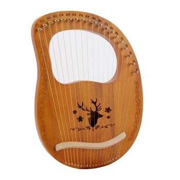 19 Stygos Medinis raudonmedžio kūnas Lyros arfa Muzikos instrumentas su derinimo veržliarakčiu ir atsarginėmis stygomis