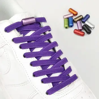 1Pair spalvos matiniai užrakto batų raišteliai Nauji plokšti elastiniai batai Nėriniai vaikams ir suaugusiems Greitai tingūs raišteliai 15 spalvų batų raišteliai