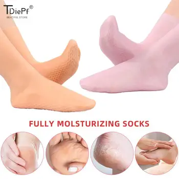 1Pairs S/L SPA silikoninės kojinės Drėkinamosios gelinės kojinės, apsaugančios nuo pėdų sausumo Įtrūkusi negyva oda Pašalinkite šveičiamąją pėdų priežiūros priemonę
