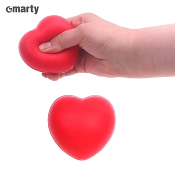 1PC 7CM Putų kempinė pu raudona meilės širdies rankena jėga kamuolio vėdinimas reljefiniai žaislai delnų žaislai rutuliniai žaislai