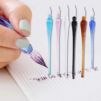 1Pc Vintage Glass Dip Pen Filling Ink Signature Calligraphy Fountain Pens Handmade Glass Dip Pen Meno tapybos reikmenys