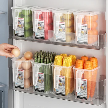 1pc Šaldytuvas Maistas Šviežia laikymo dėžutė Rankena Šaldytuvas Šoninės durelių dėžutė Vaisių daržovių maisto dėklas Konteineris Virtuvės organizatorius Dėžutės